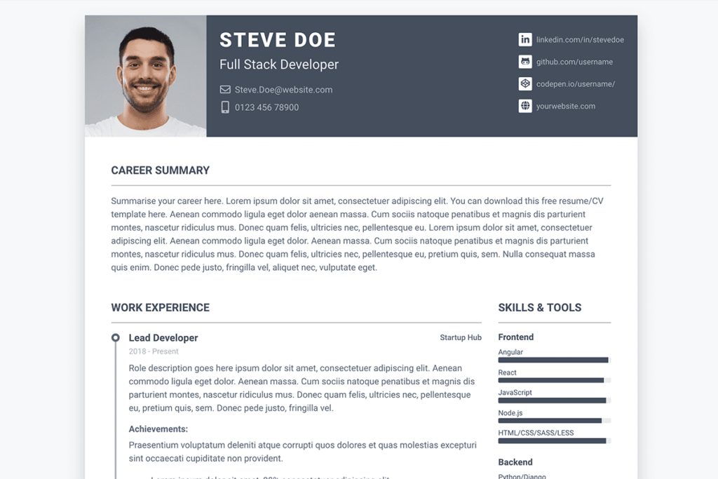how to write work experience in resume for software developer